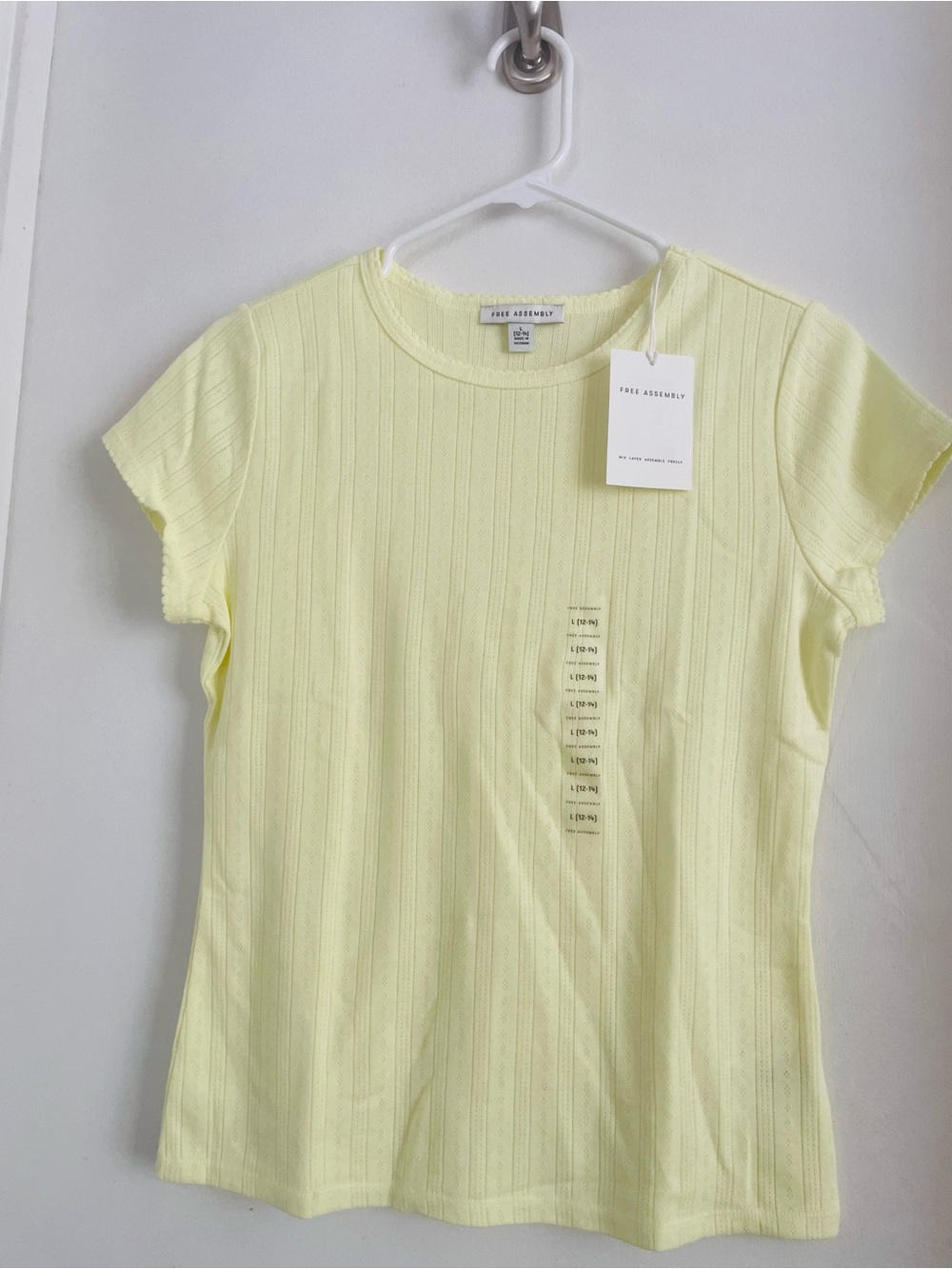 Ribbed Short-Sleeve Top in Pale Yellow by Free Assembly
